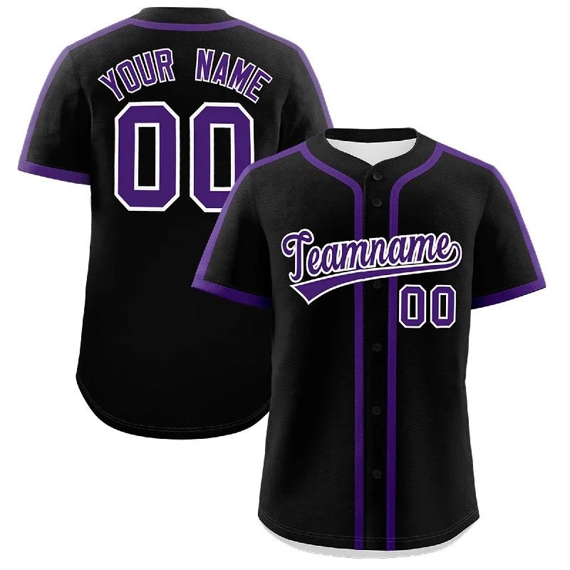 Baseball Jersey For Umpires-Custom Black Purple Personalized Classic Authentic Baseball Jersey