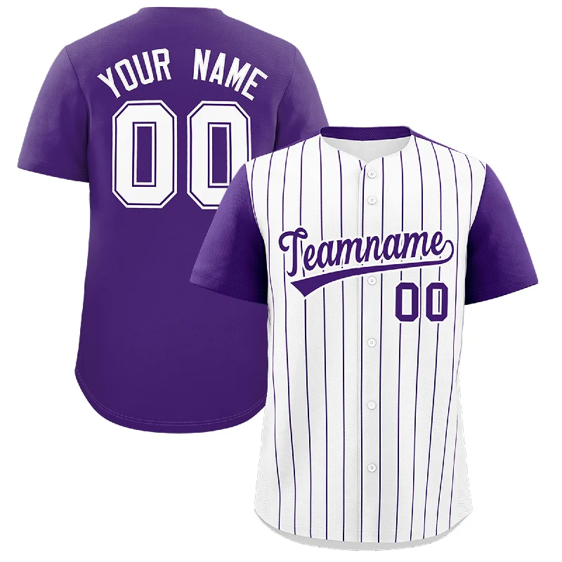 Baseball Jersey With Custom Name-Custom White Purple Pinstripe Personalized Two-Tone Authentic Baseball Jersey