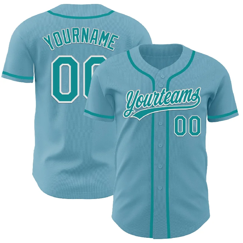 Baseball Jersey With Floral Print-Custom Shadow Blue Teal-White Authentic Baseball Jersey