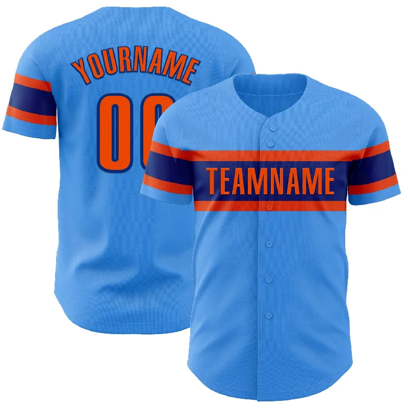 Baseball Jersey For Little League-Custom Electric Blue Orange-Royal Authentic Baseball Jersey