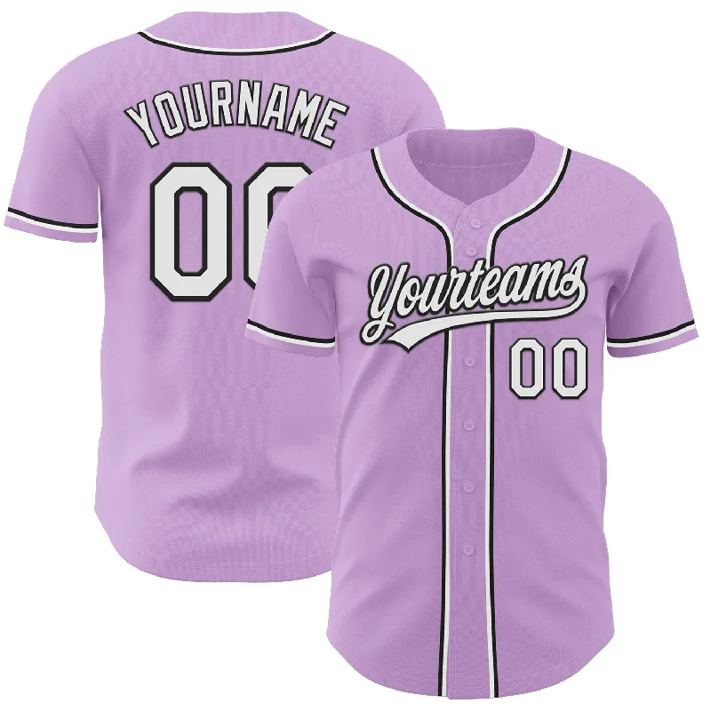 Baseball Jersey With Wrinkle-Free Fabric-Custom Light Purple White-Black Authentic Baseball Jersey