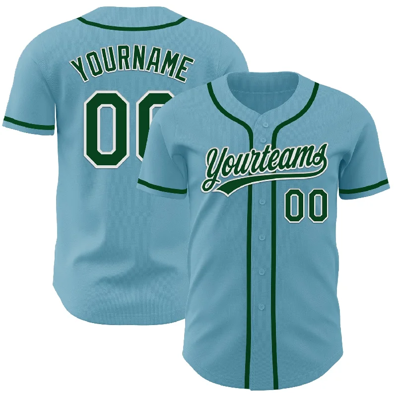 Baseball Jersey With Classic White-Custom Shadow Blue Green-White Authentic Baseball Jersey