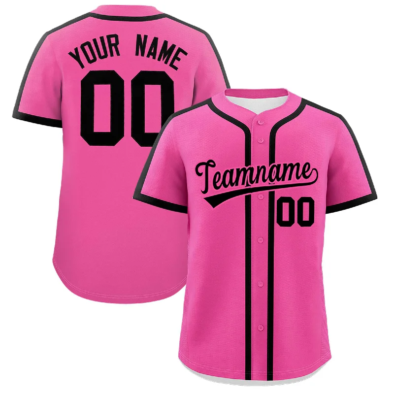 Baseball Jersey With Classic Baseball Script-Custom Pink Black Personalized Classic Authentic Baseball Jersey