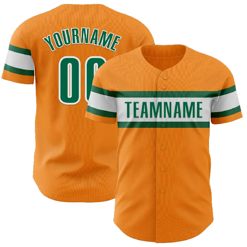 Baseball Jersey With Comic Book Theme-Custom Bay Orange Kelly Green-White Authentic Baseball Jersey