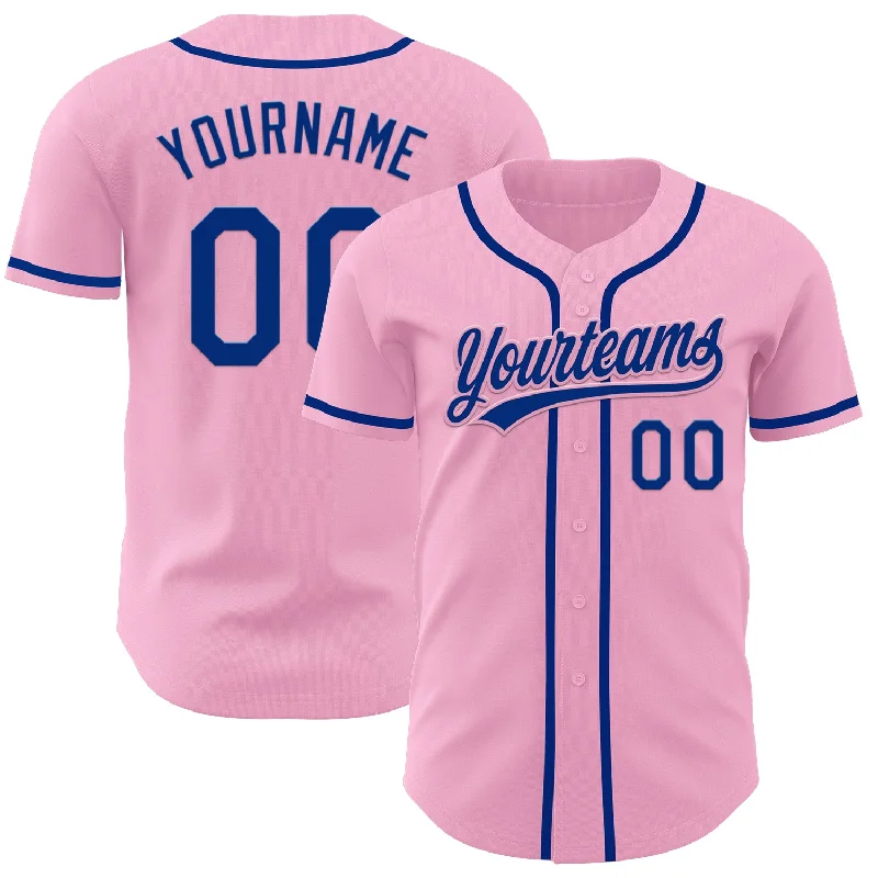 Baseball Jersey With Neon Colors-Custom Light Pink Royal Authentic Baseball Jersey