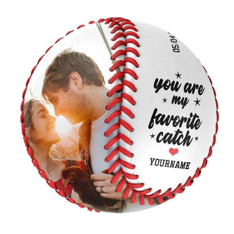 Baseball Sportsbook-You Are My Favorite Catch Personalized Anniversary Name Date Photo White Baseballs