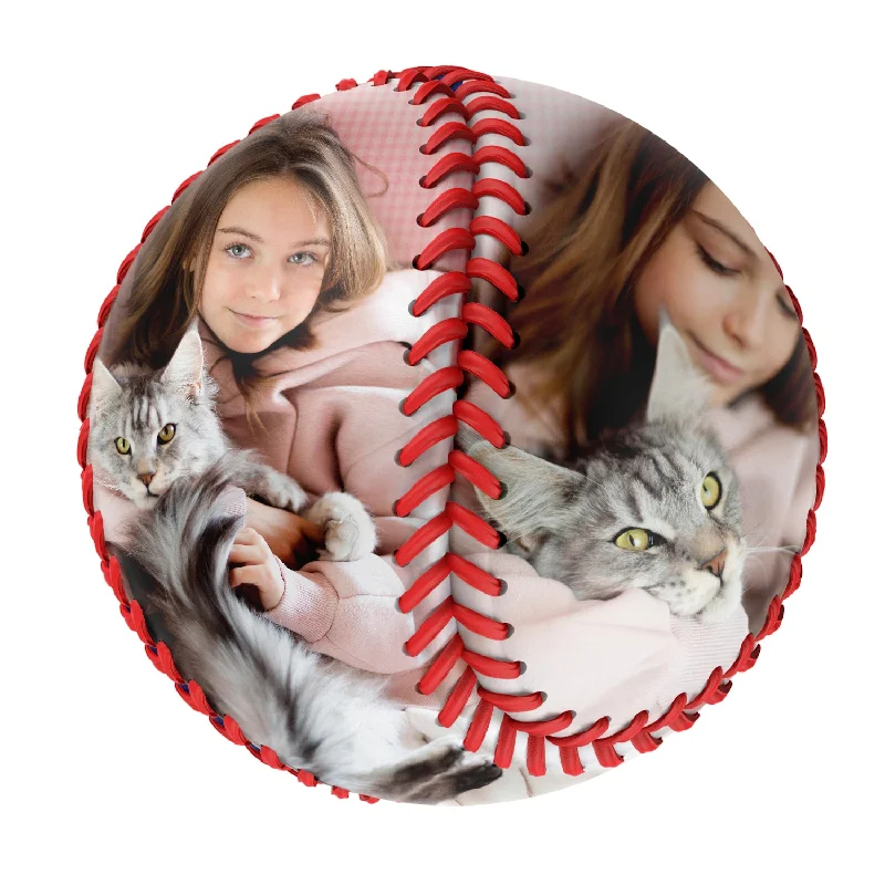 Baseball Base Running Tips-Personalized Pet Cat and Owner Photo Baseballs