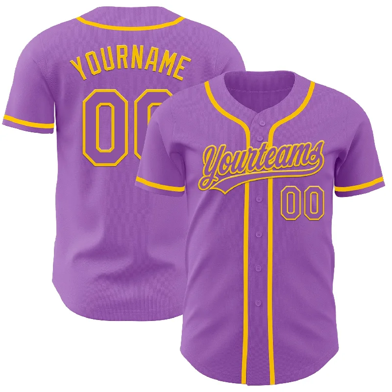 Baseball Jersey With Adjustable Sleeves-Custom Medium Purple Yellow Authentic Baseball Jersey