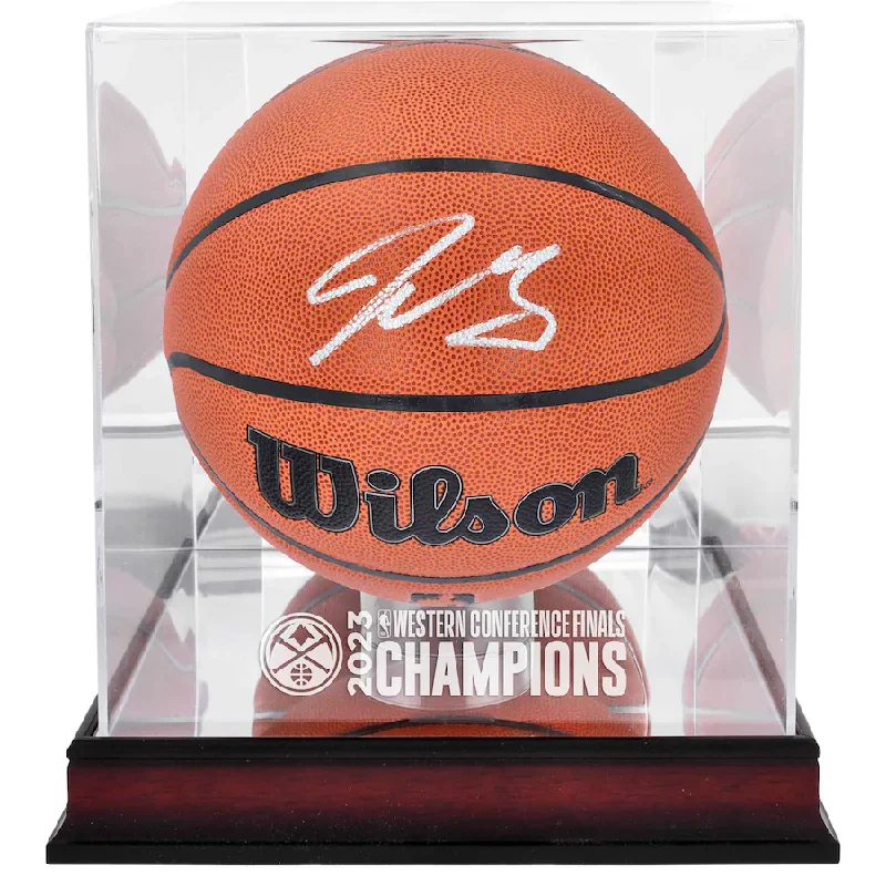 Basketball Training Equipment-Jamal Murray Signed Denver Nuggets 2023 Western Conference Champions  Wilson Authentic Series Indoor/Outdoor Basketball with Mahogany Display Case (Fanatics)