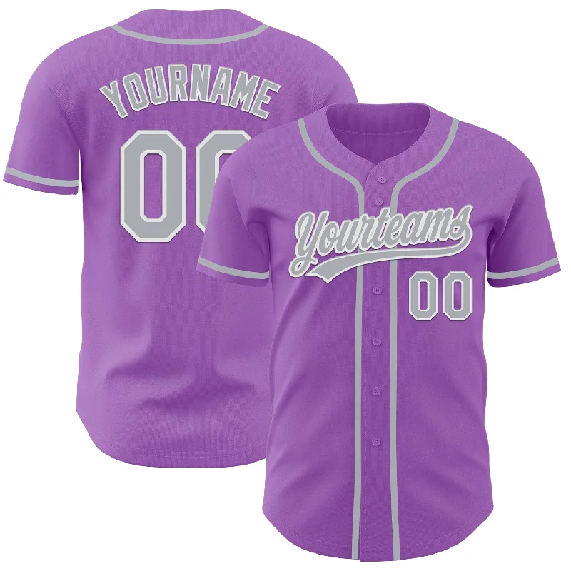 Baseball Jersey With Sustainable Fabric-Custom Medium Purple Gray-White Authentic Baseball Jersey