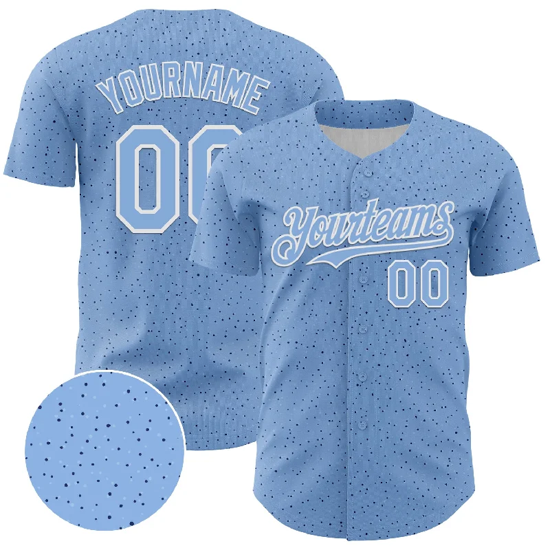 Baseball Jersey With Minimalist Logo-Custom Light Blue White 3D Pattern Design Dots Authentic Baseball Jersey