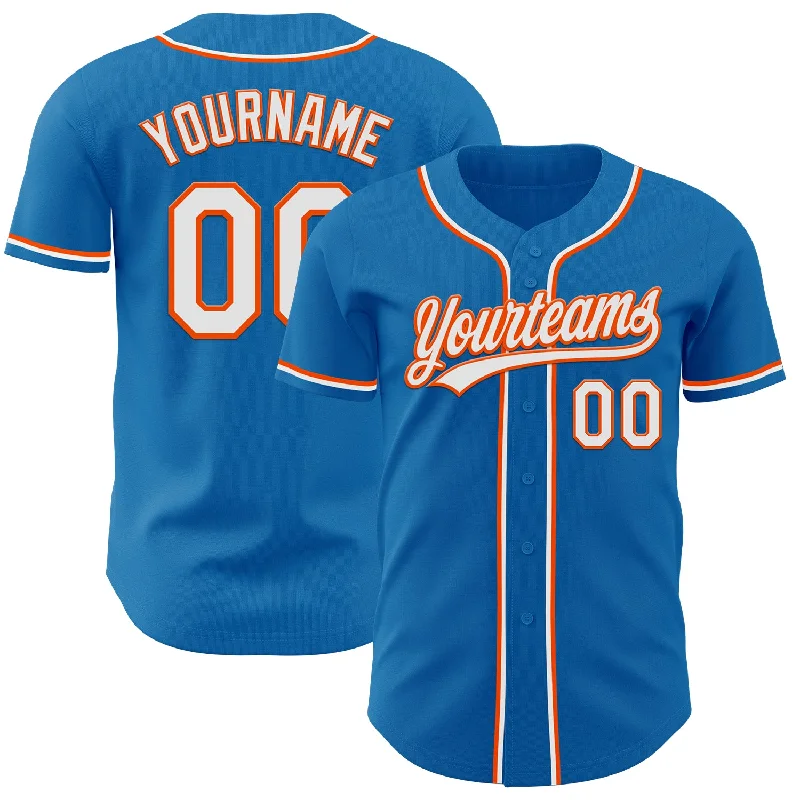 Baseball Jersey With Movie-Inspired Graphics-Custom Blue White-Orange Authentic Baseball Jersey