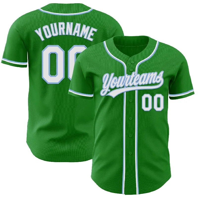 Baseball Jersey With Throwback Style-Custom Grass Green White-Light Blue Authentic Baseball Jersey