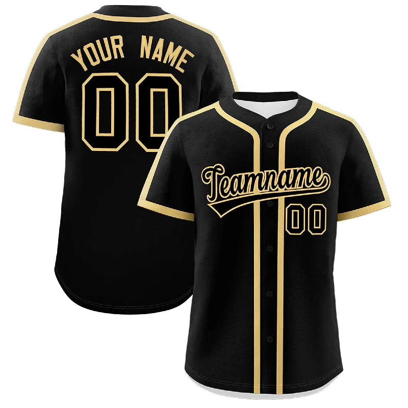 Baseball Jersey With Team Name-Custom Black Old Gold Personalized Classic Authentic Baseball Jersey