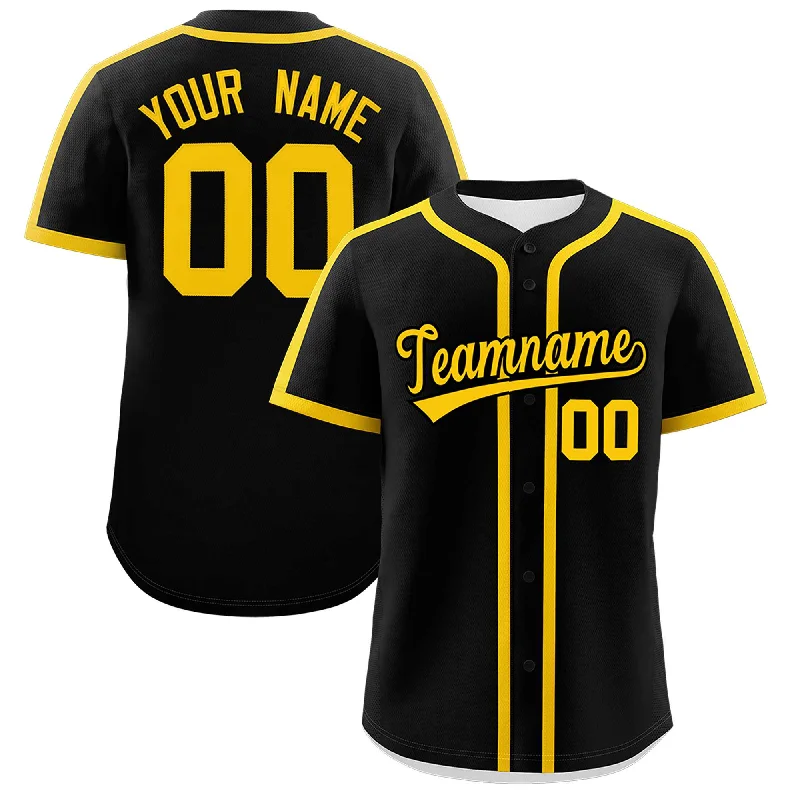 Baseball Jersey With Sleeveless Design-Custom Black Gold Personalized Classic Authentic Baseball Jersey