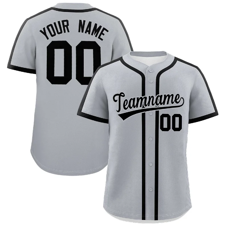 Baseball Jersey For Youth-Custom Gray Black Personalized Classic Authentic Baseball Jersey