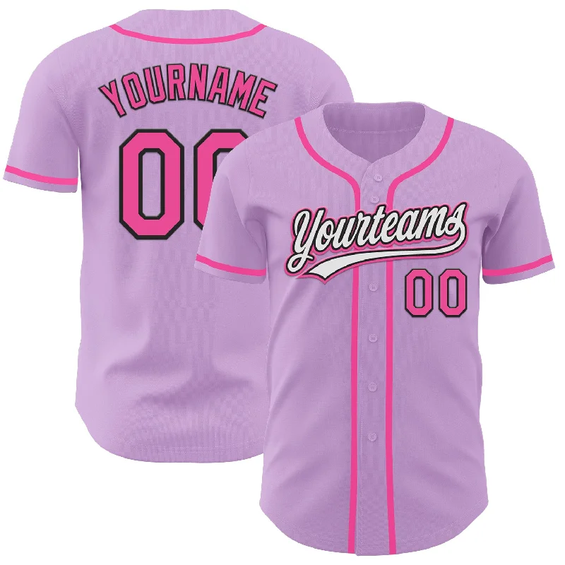 Baseball Jersey With Vintage Logos-Custom Light Purple Pink-Black Authentic Baseball Jersey