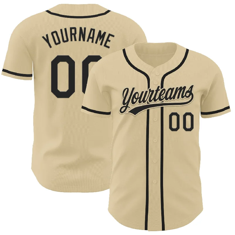 Baseball Jersey With Silicone Patch-Custom Sand Black Authentic Baseball Jersey