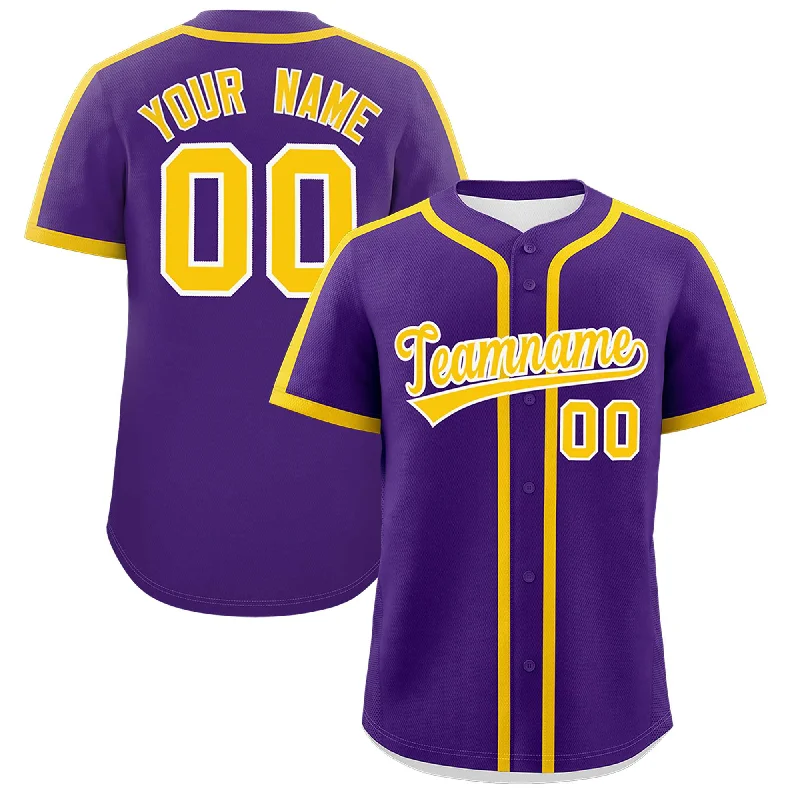 Baseball Jersey For Softball-Custom Purple Gold Personalized Classic Authentic Baseball Jersey