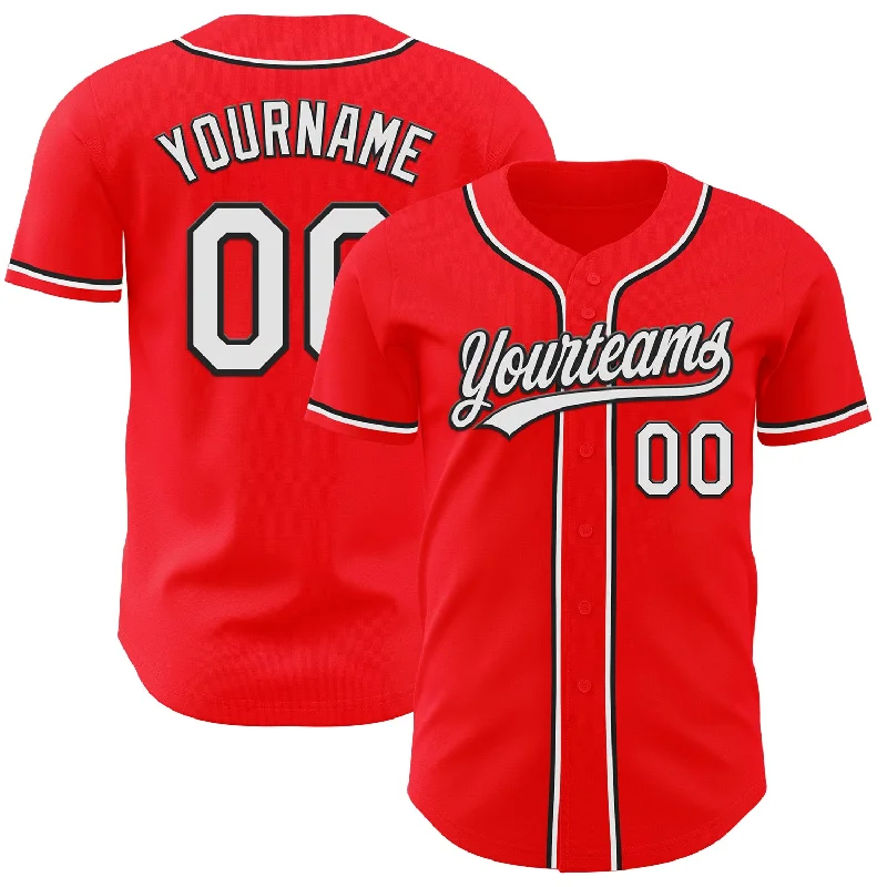 Baseball Jersey With No-Chafe Seams-Custom Fire Red White-Black Authentic Baseball Jersey