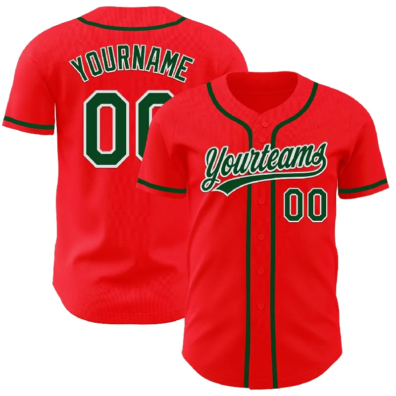 Baseball Jersey With Comic Book Theme-Custom Fire Red Green-White Authentic Baseball Jersey