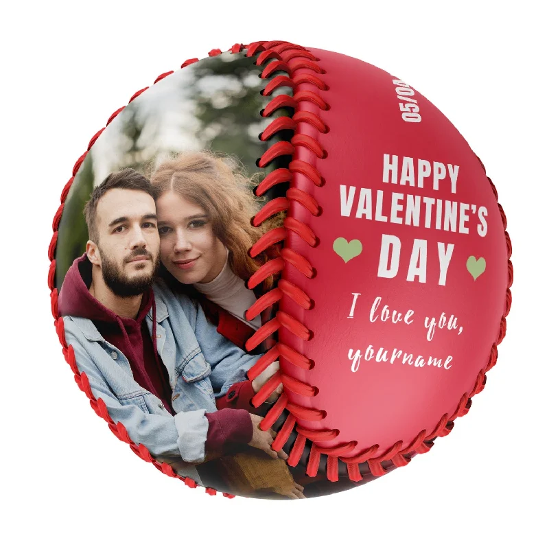 Baseball Hitting Tips-Happy Valentine's Day Personalized Anniversary Name Date Photo Red Baseballs