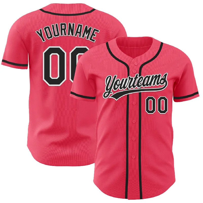 Baseball Jersey For MLB Fans-Custom Neon Pink Black-White Authentic Baseball Jersey