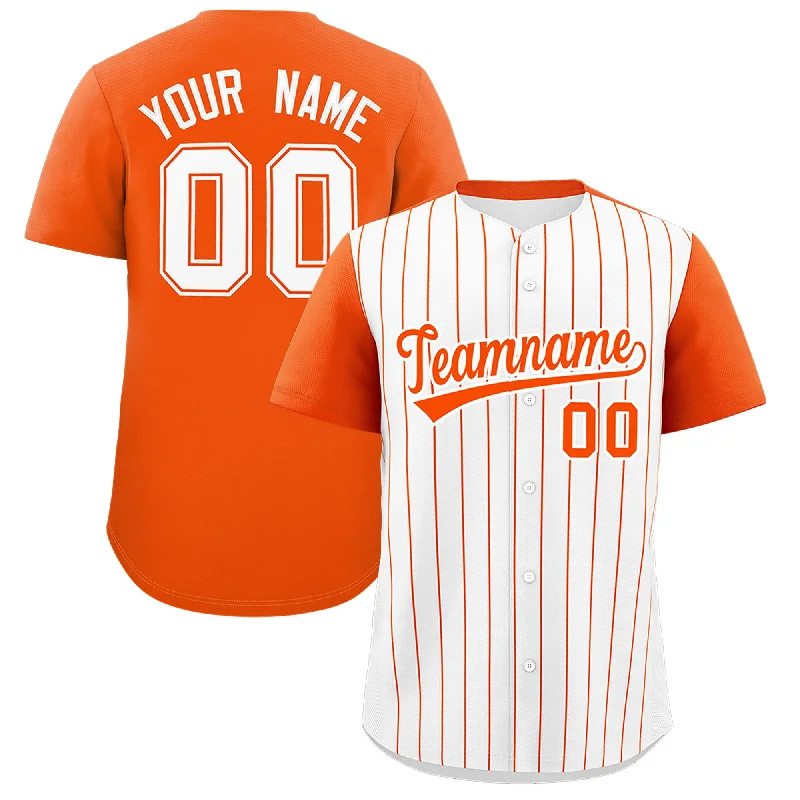 Baseball Jersey With Easy Wash Material-Custom White Orange Pinstripe Personalized Two-Tone Authentic Baseball Jersey