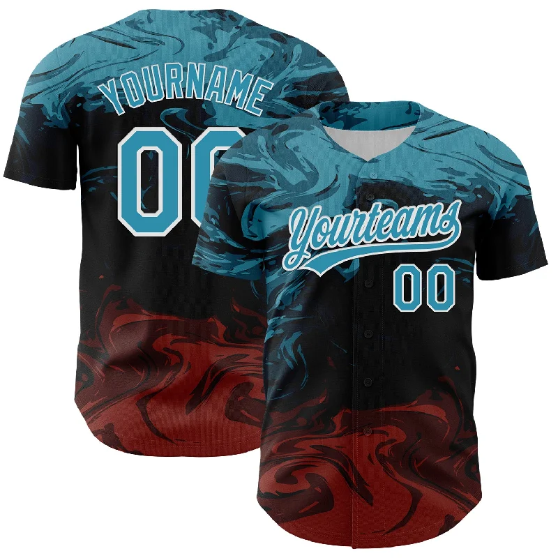 Baseball Jersey With Minimal Branding-Custom Black Panther Blue Burgundy-White 3D Pattern Design Abstract Fluid Authentic Baseball Jersey