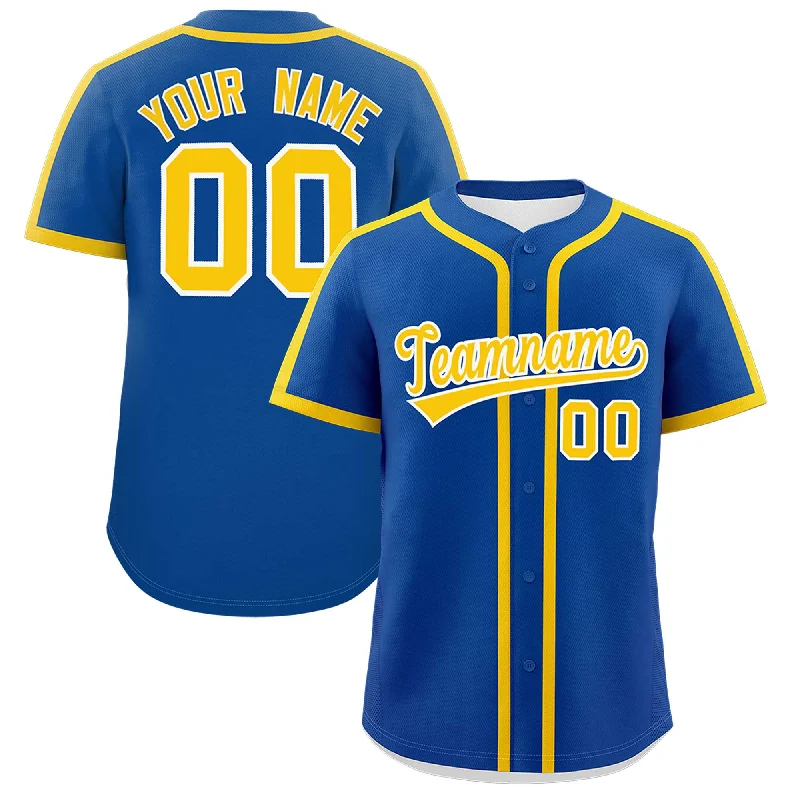 Baseball Jersey With Printed Letters-Custom Royal Gold Personalized Classic Authentic Baseball Jersey