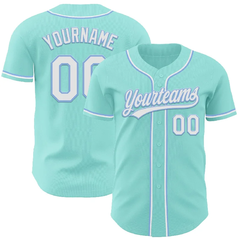 Baseball Jersey With Long Sleeves-Custom Ice Blue White-Light Blue Authentic Baseball Jersey