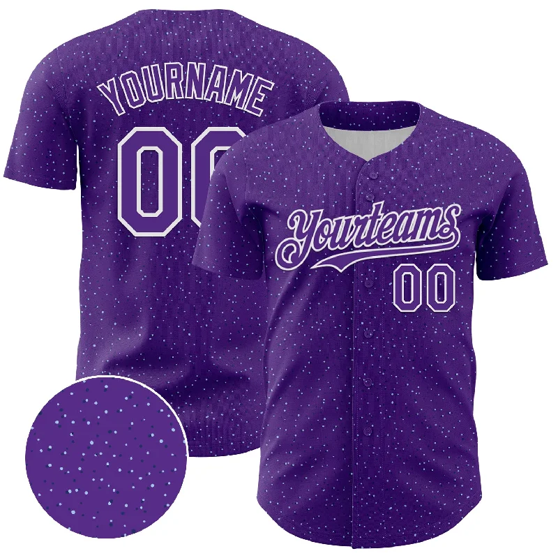 Baseball Jersey With Bold Lettering-Custom Purple White 3D Pattern Design Dots Authentic Baseball Jersey