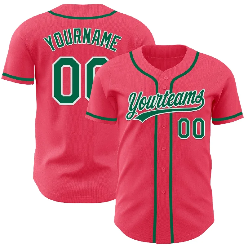 Baseball Jersey For Little League-Custom Neon Pink Kelly Green-White Authentic Baseball Jersey