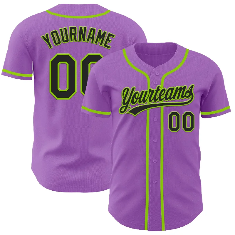 Baseball Jersey With Side Zippers-Custom Medium Purple Black-Neon Green Authentic Baseball Jersey