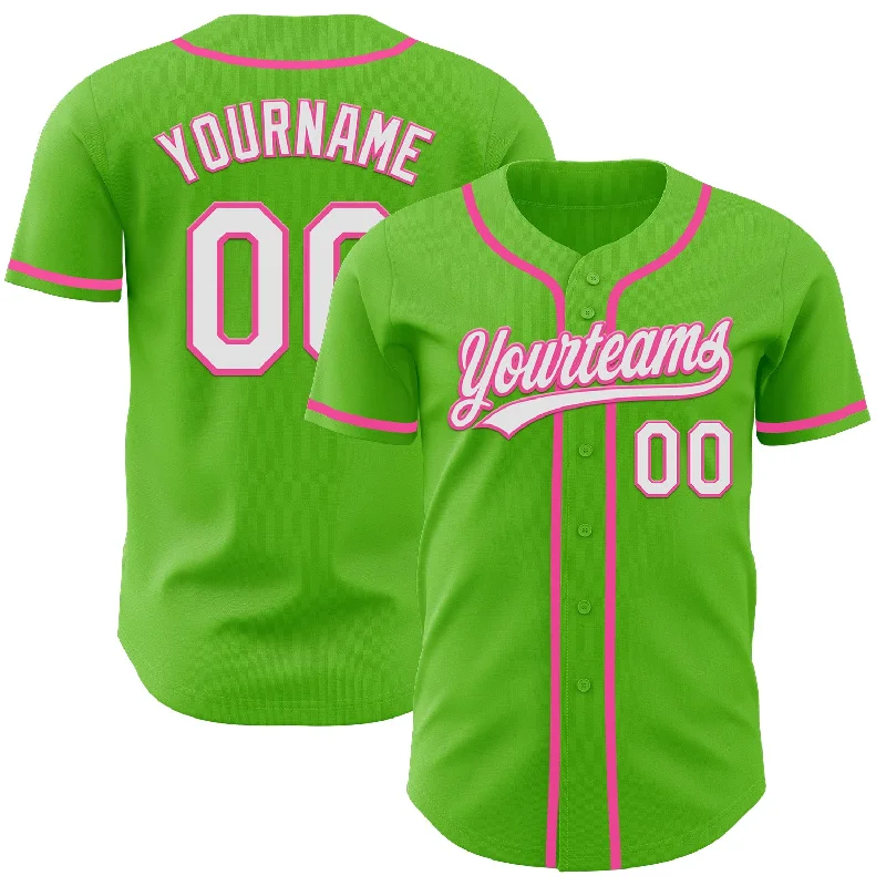 Baseball Jersey With No-Fade Print-Custom Aurora Green White-Pink Authentic Baseball Jersey