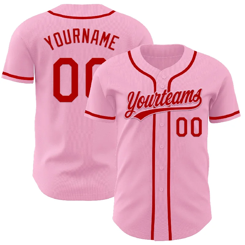 Baseball Jersey With Gradient Design-Custom Light Pink Red Authentic Baseball Jersey