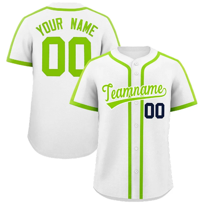 Baseball Jersey For Hot Weather-Custom White Neon Green Personalized Classic Authentic Baseball Jersey