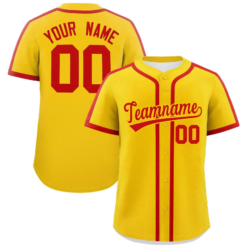 Baseball Jersey With Lightweight Padding-Custom Gold Red Personalized Classic Authentic Baseball Jersey