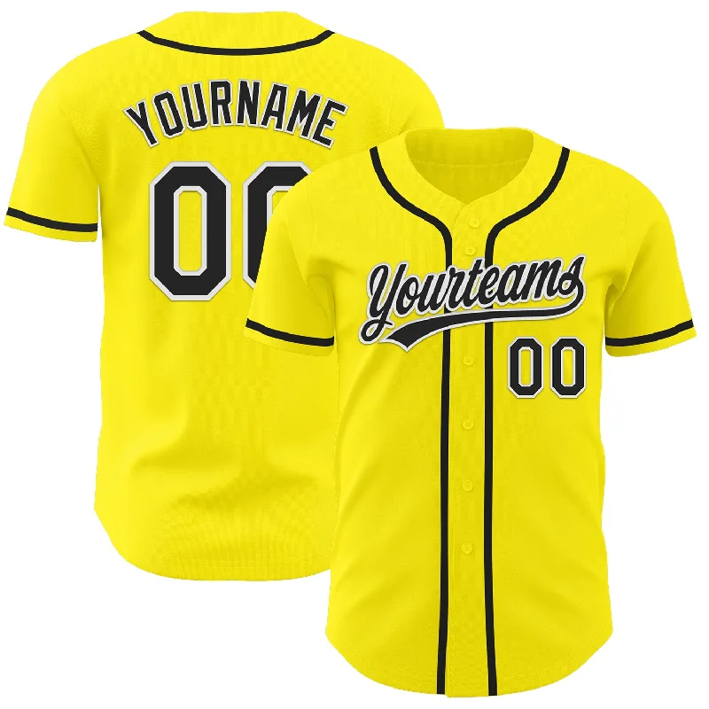 Baseball Jersey With Custom Number-Custom Light Yellow Black-White Authentic Baseball Jersey