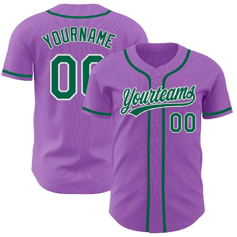 Baseball Jersey With Recycled Polyester-Custom Medium Purple Kelly Green-White Authentic Baseball Jersey