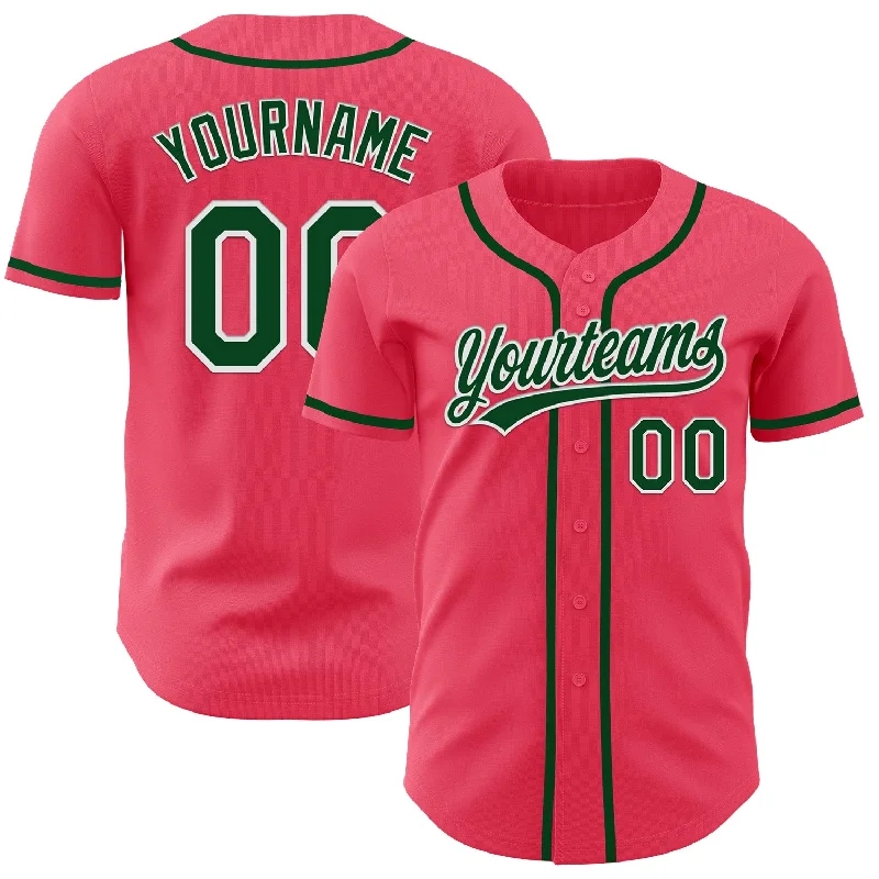 Baseball Jersey For High School-Custom Neon Pink Green-White Authentic Baseball Jersey