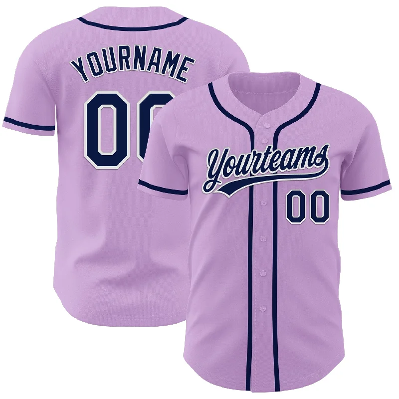 Baseball Jersey With Number Patch-Custom Light Purple Navy-White Authentic Baseball Jersey