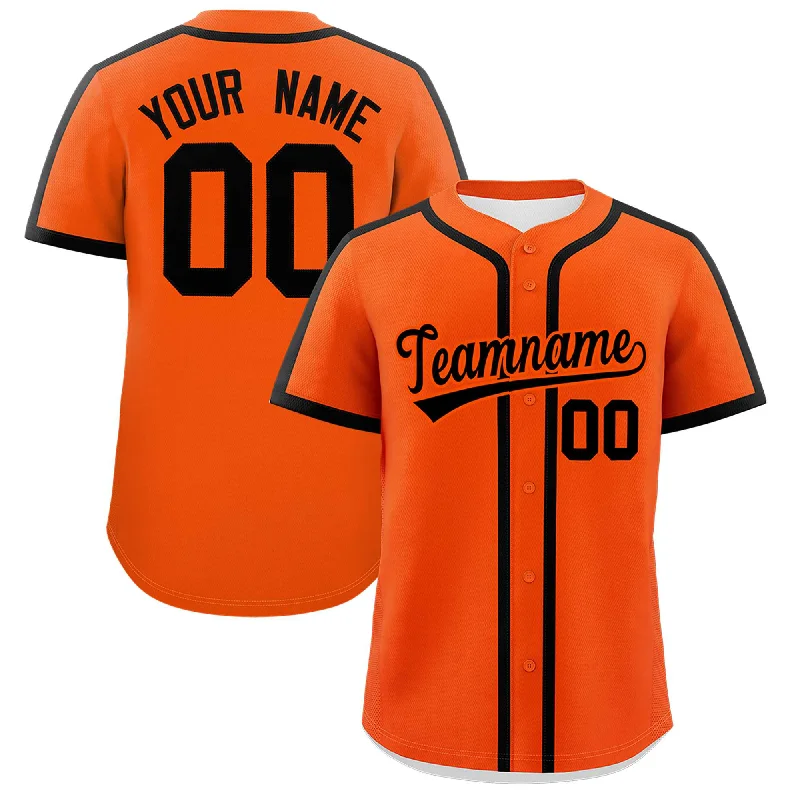 Baseball Jersey With Minimalist Look-Custom Orange Black Personalized Classic Authentic Baseball Jersey