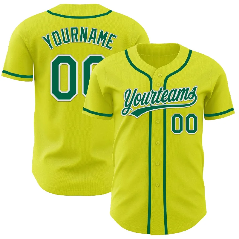 Baseball Jersey With Retro Style-Custom Neon Yellow Kelly Green-White Authentic Baseball Jersey