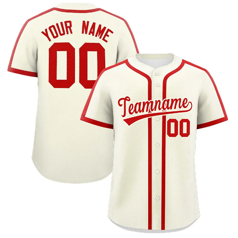 Baseball Jersey With Metallic Details-Custom Cream Red Personalized Classic Authentic Baseball Jersey