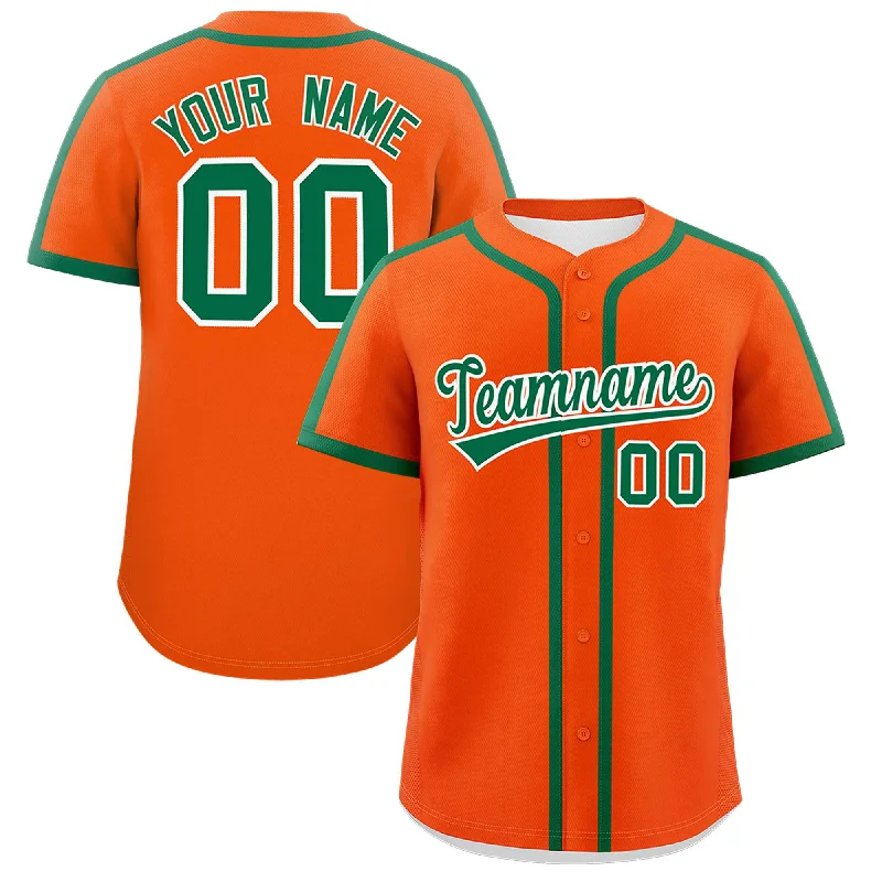 Baseball Jersey With Player Tribute-Custom Orange Kelly Green Personalized Classic Authentic Baseball Jersey