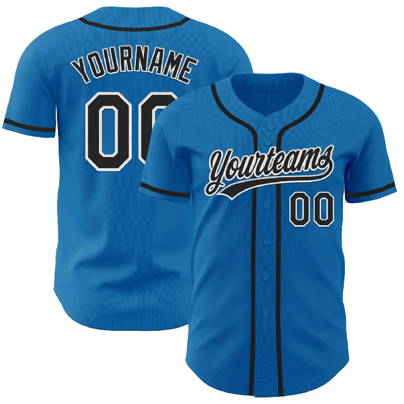 Baseball Jersey With High-Tech Material-Custom Blue Black-White Authentic Baseball Jersey