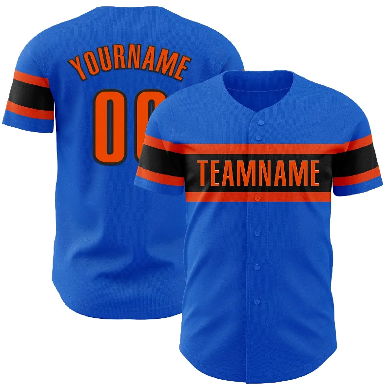 Baseball Jersey With Custom Number-Custom Thunder Blue Orange-Black Authentic Baseball Jersey