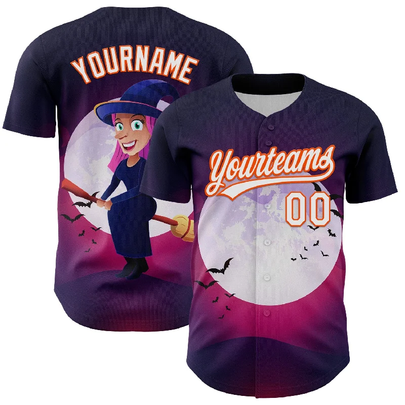 Baseball Jersey For Custom Teams-Custom Purple White-Orange 3D Halloween Authentic Baseball Jersey