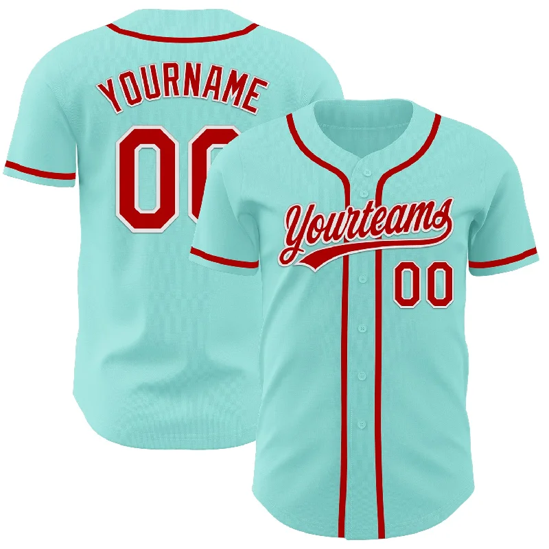 Baseball Jersey For Practice-Custom Ice Blue Red-White Authentic Baseball Jersey